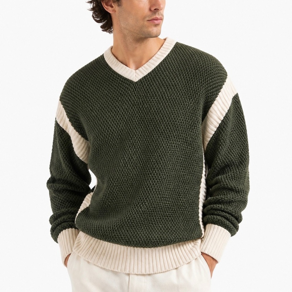 Vintage 90's‎ Emporio Armani Sweater Italy 100% Cotton XS–Slim Small Green White